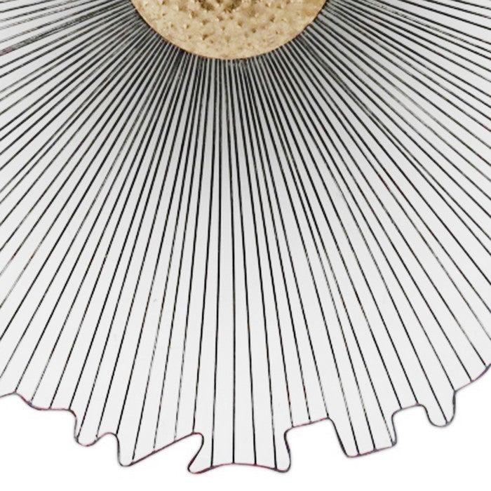 Floral Design Round Metal Wall Decor with Irregular Edges, Black and Gold