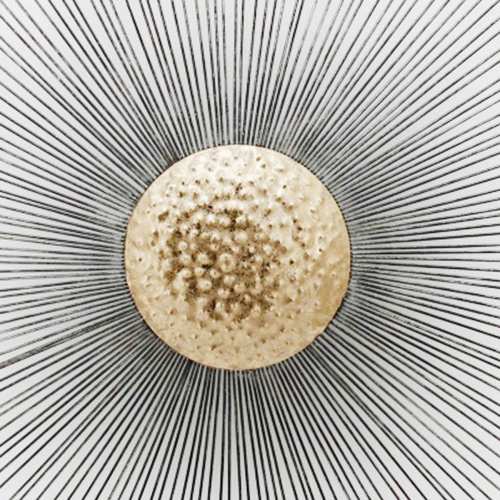 Floral Design Round Metal Wall Decor with Irregular Edges, Black and Gold