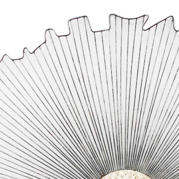 Floral Design Round Metal Wall Decor with Irregular Edges, Black and Gold