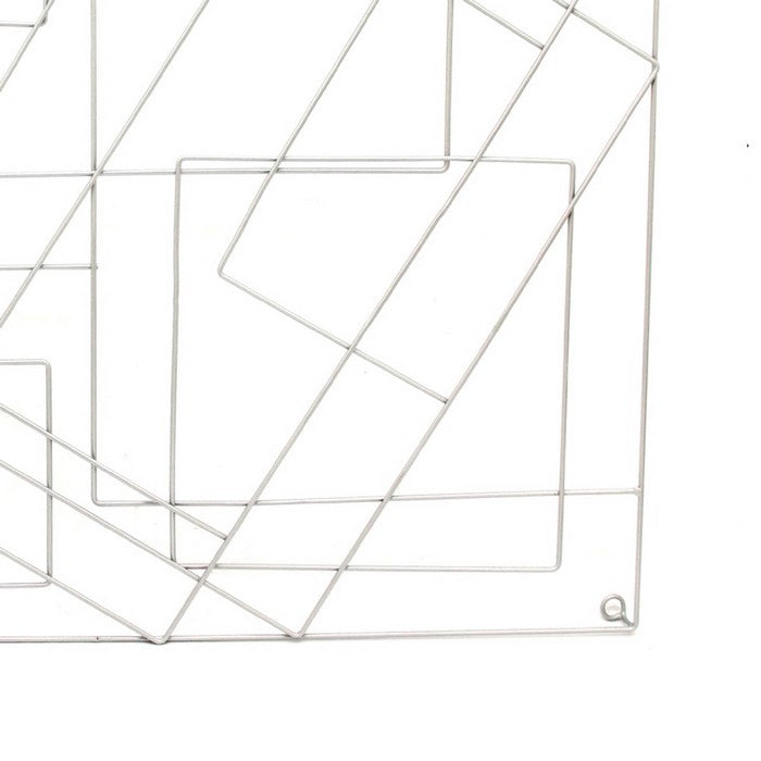 Contemporary Style Square Frame Metal Wall Decor, Silver