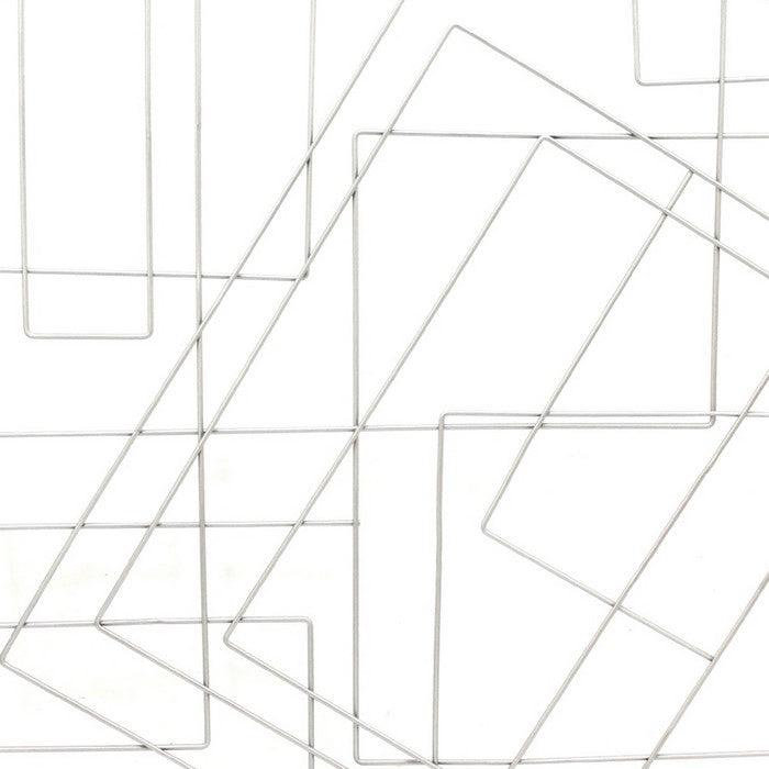 Contemporary Style Square Frame Metal Wall Decor, Silver