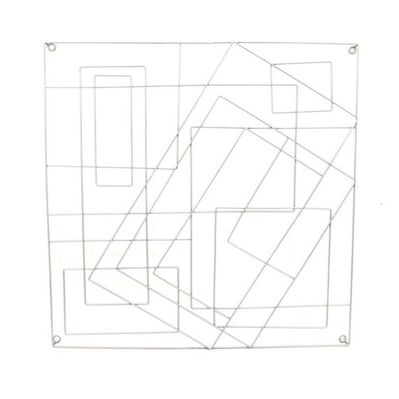 Contemporary Style Square Frame Metal Wall Decor, Silver