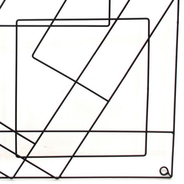 Contemporary Style Square Frame Metal Wall Decor, Black