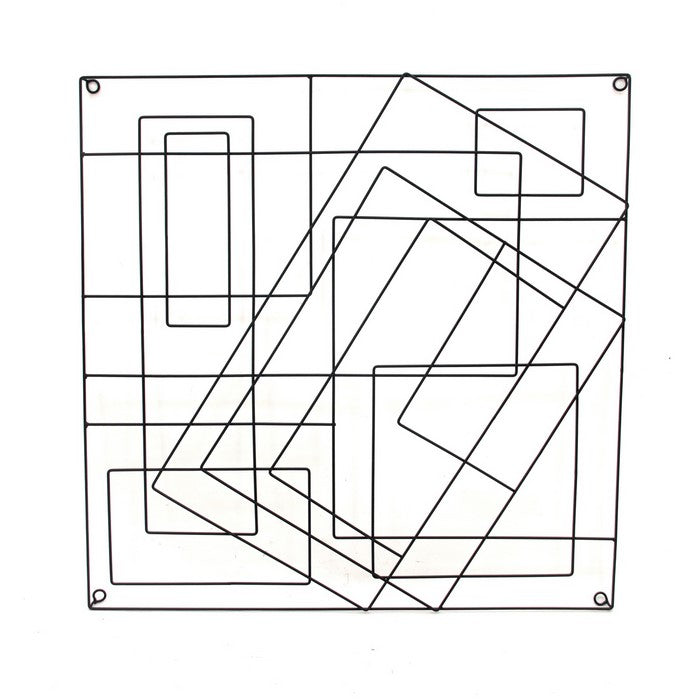 Contemporary Style Square Frame Metal Wall Decor, Black