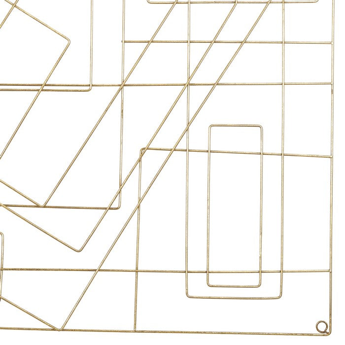Contemporary Style Square Frame Metal Wall Decor, Gold