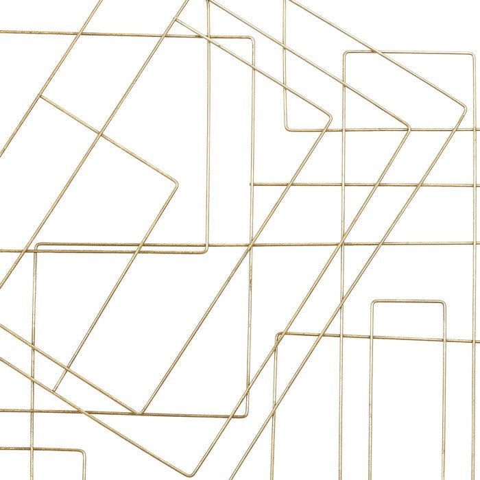 Contemporary Style Square Frame Metal Wall Decor, Gold