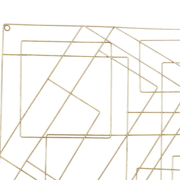 Contemporary Style Square Frame Metal Wall Decor, Gold