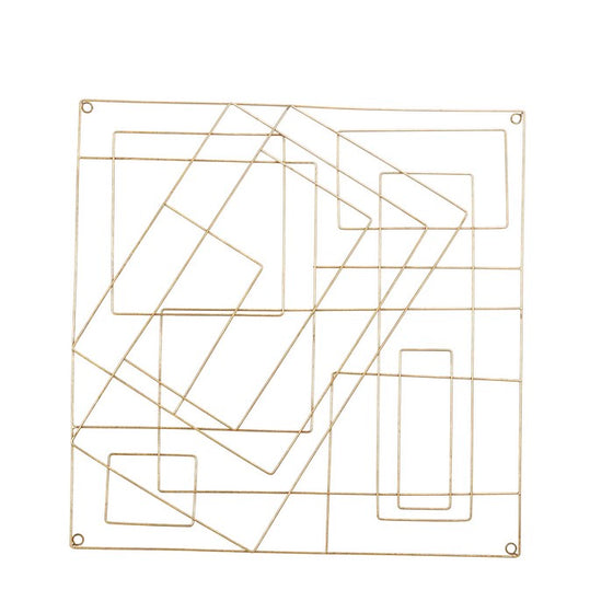 Contemporary Style Square Frame Metal Wall Decor, Gold