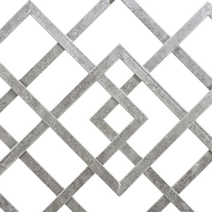 Contemporary Metal Wall Decor with Geometric Shape, Silver