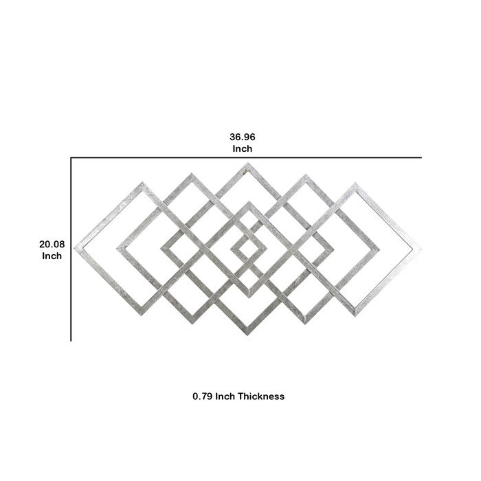 Contemporary Metal Wall Decor with Geometric Shape, Silver
