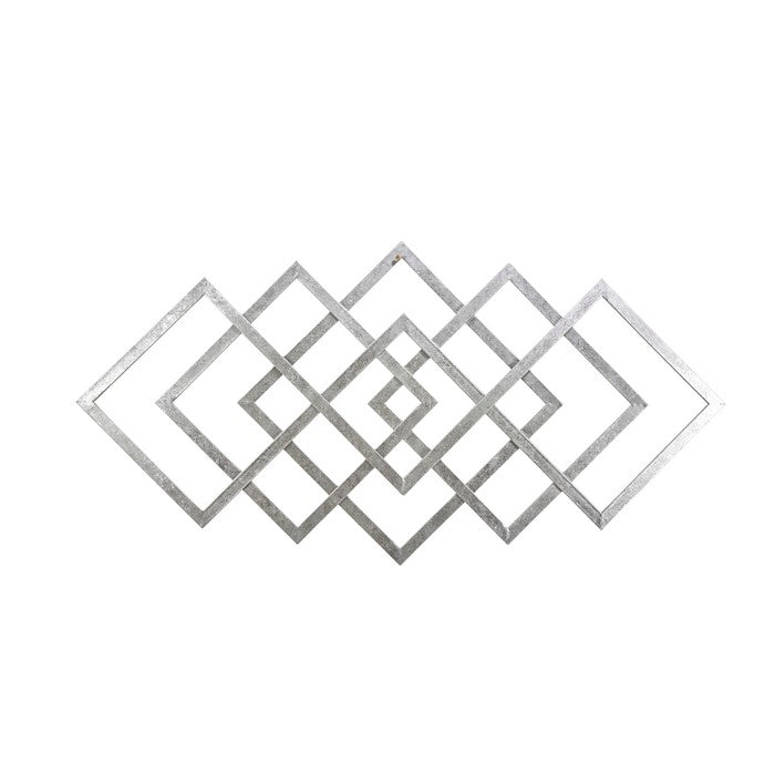 Contemporary Metal Wall Decor with Geometric Shape, Silver