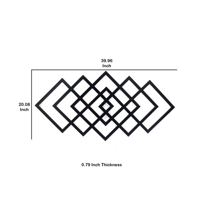 Contemporary Metal Wall Decor with Geometric Shape, Black