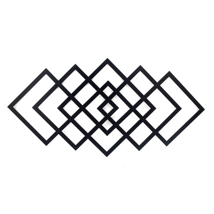 Contemporary Metal Wall Decor with Geometric Shape, Black