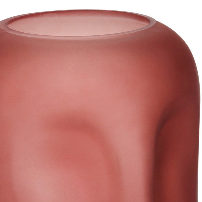 Contemporary Frosted Glass Face Sculpture Vase, Pink