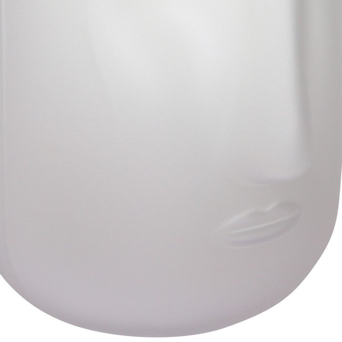 Contemporary Frosted Glass Face Sculpture Vase, White
