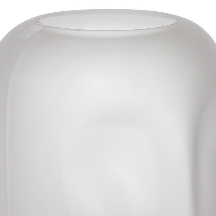 Contemporary Frosted Glass Face Sculpture Vase, White