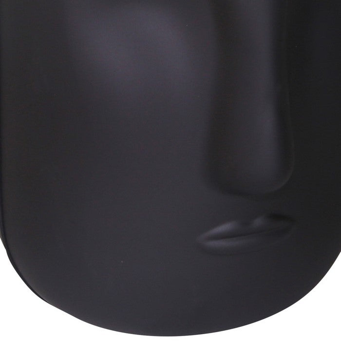 Contemporary Frosted Glass Face Sculpture Vase, Black