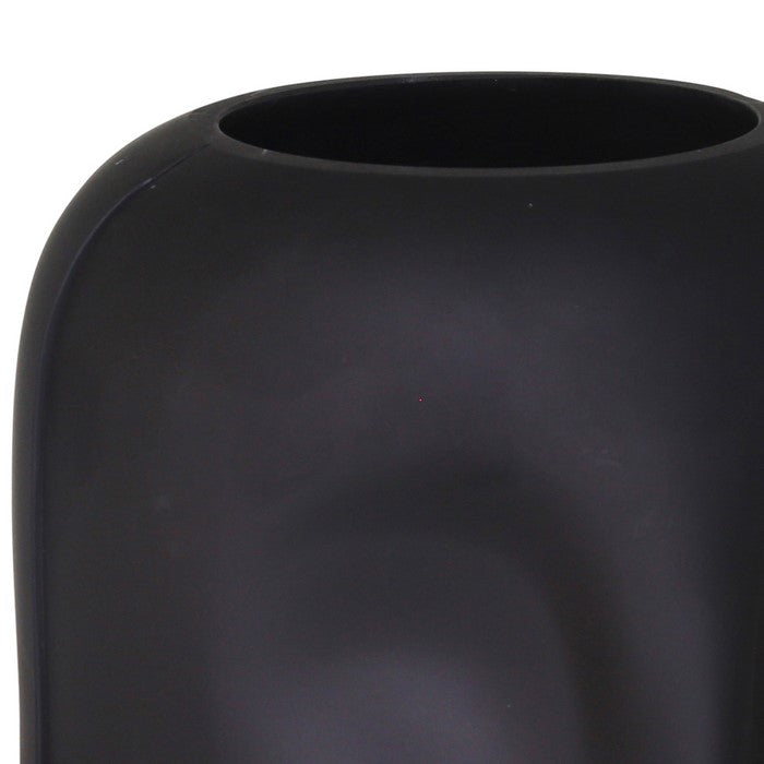 Contemporary Frosted Glass Face Sculpture Vase, Black