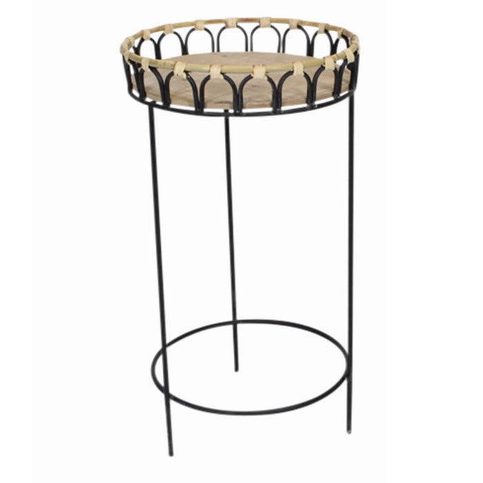 Round Metal Planter Stand with Tubular Legs, Set of 2, Brown and Black