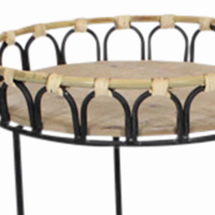 Round Metal Planter Stand with Tubular Legs, Set of 2, Brown and Black