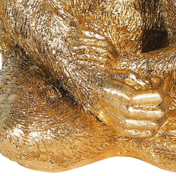 Decorative Miniature Monkey with Baby Polyresin Figurine, Gold
