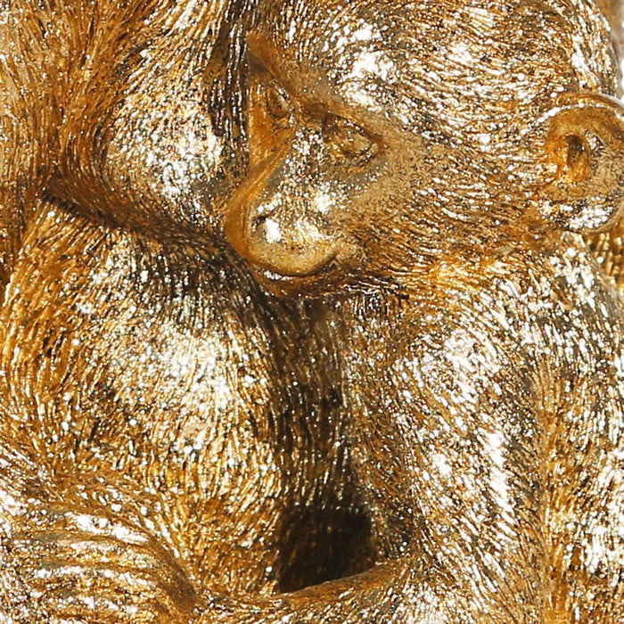 Decorative Miniature Monkey with Baby Polyresin Figurine, Gold