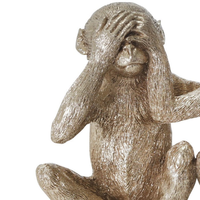Gandhian Philosophy Polyresin Monkey Figurine , Bronze