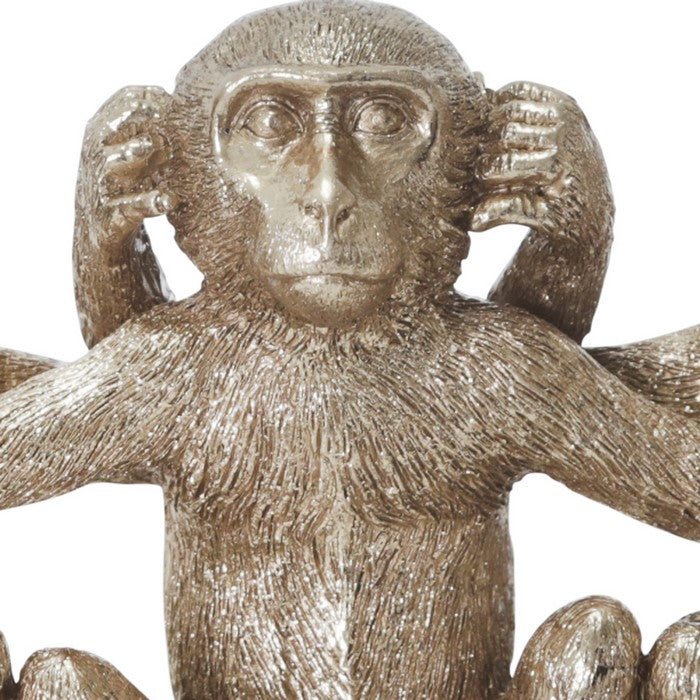 Gandhian Philosophy Polyresin Monkey Figurine , Bronze