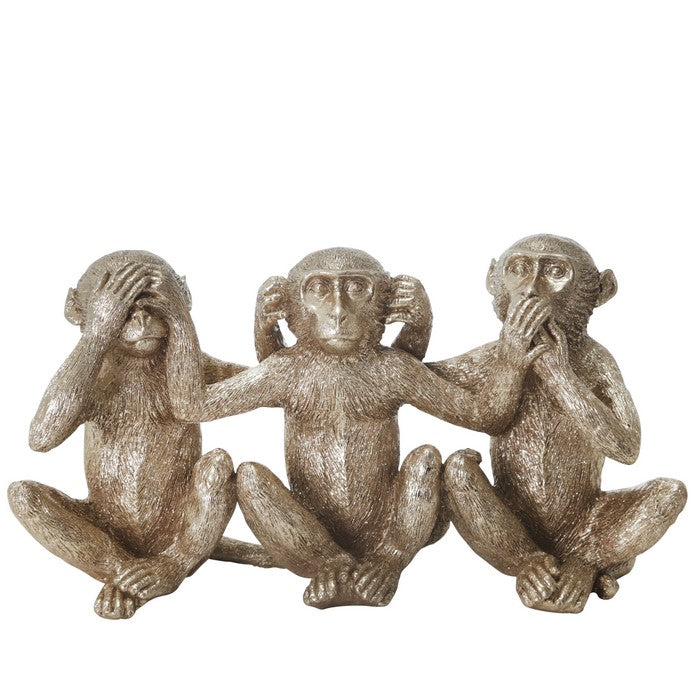 Gandhian Philosophy Polyresin Monkey Figurine , Bronze