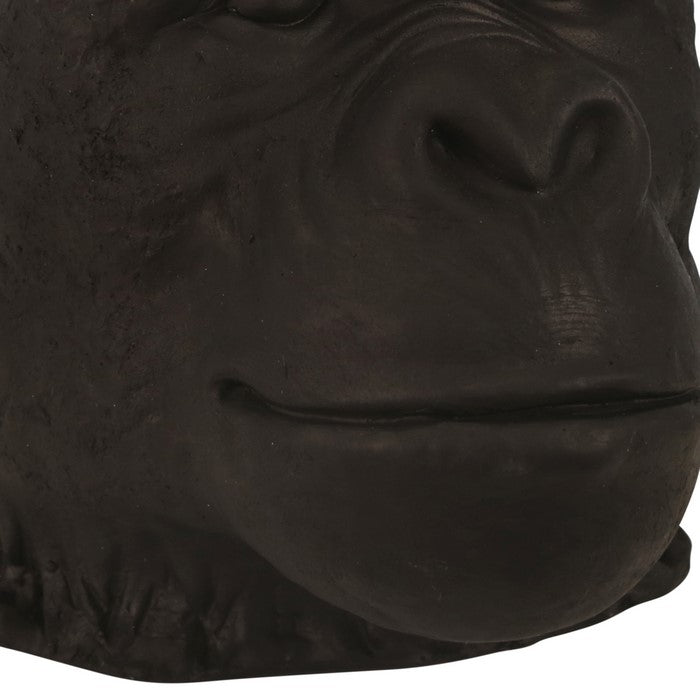 Polyresin Decorative Gorilla Figurine with Crown, Gold and Black