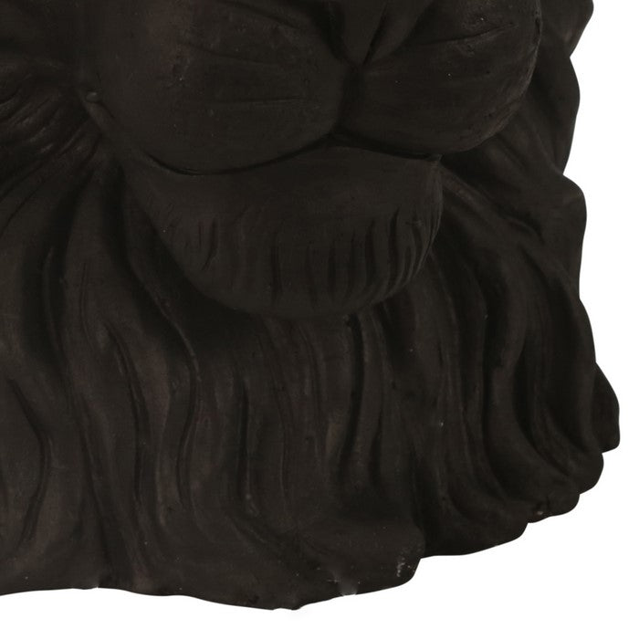 Polyresin Decorative Lion Figurine with Crown, Gold and Black