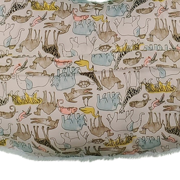 C Shaped Polyester Upholstered Baby Nursing Pillow with Animal Print, Multicolor