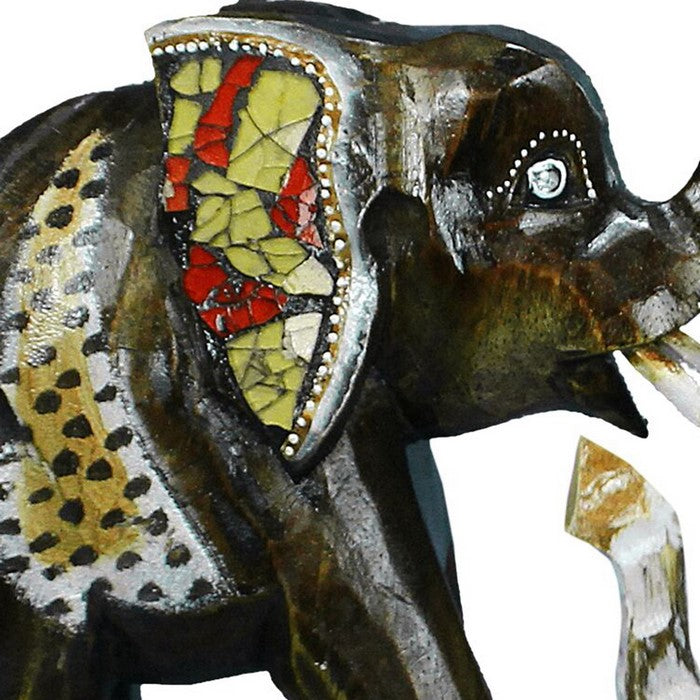 Elephant Figurines with Vibrant motifs, Multicolor, Small, Assortment of 2