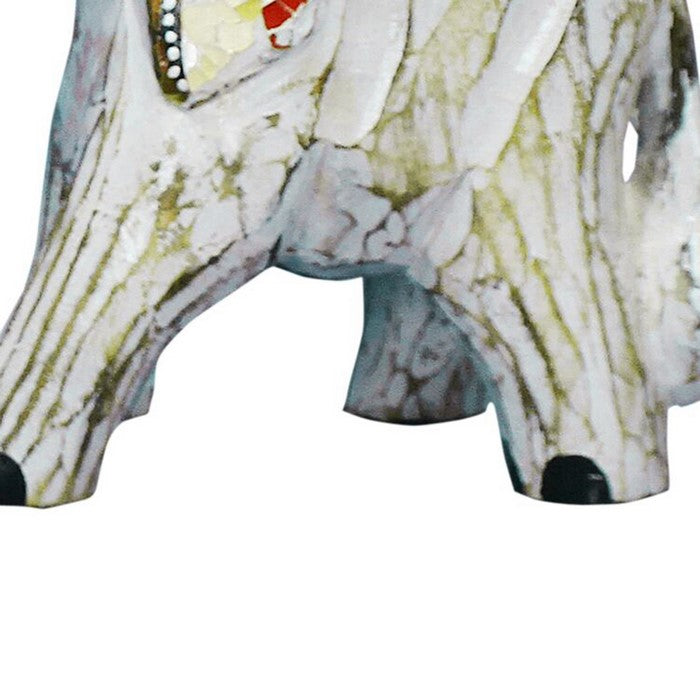 Elephant Figurines with Vibrant motifs, Multicolor, Small, Assortment of 2