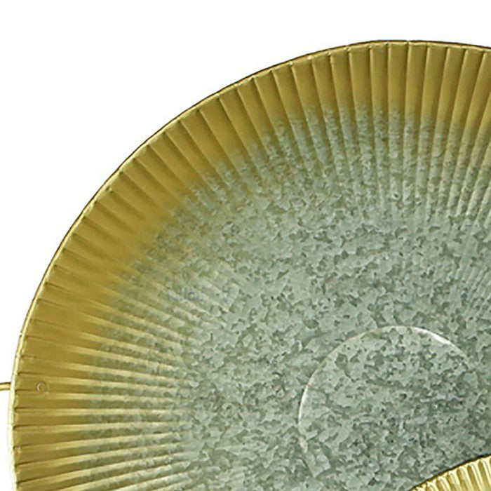 Metal Trays with Ring Handles, Gray and Gold, Set of 3