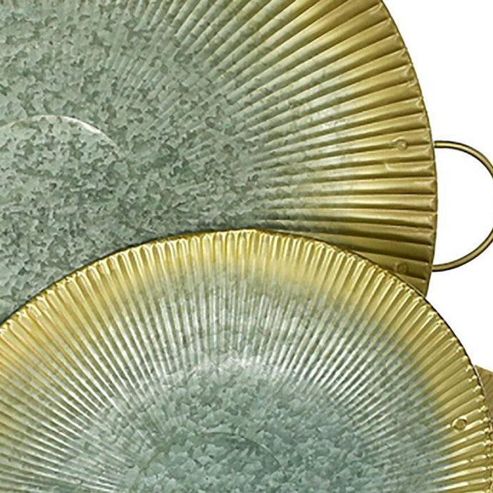Metal Trays with Ring Handles, Gray and Gold, Set of 3