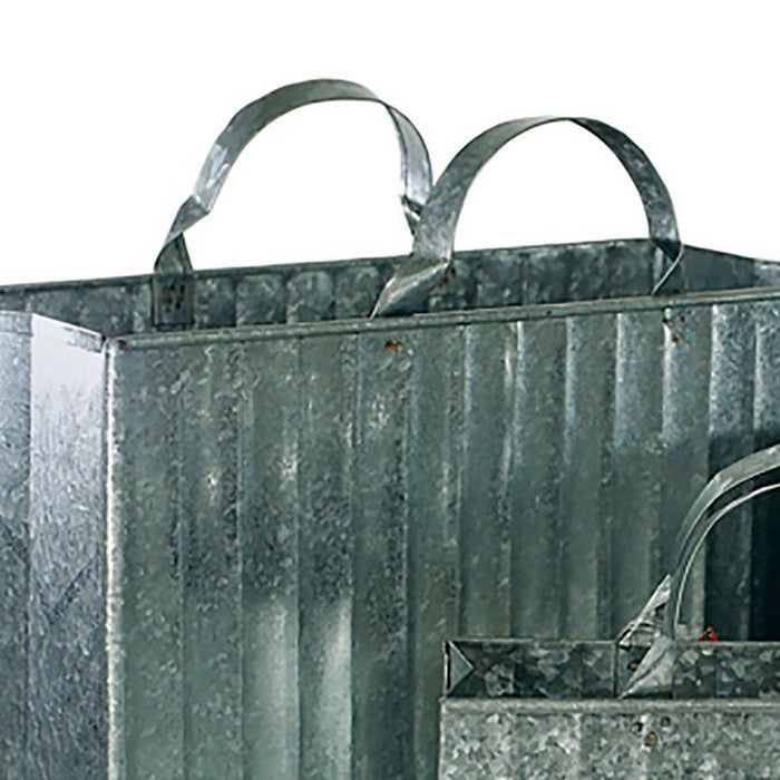Metal Baskets in Tote Bag Design, Gray, Set of 3