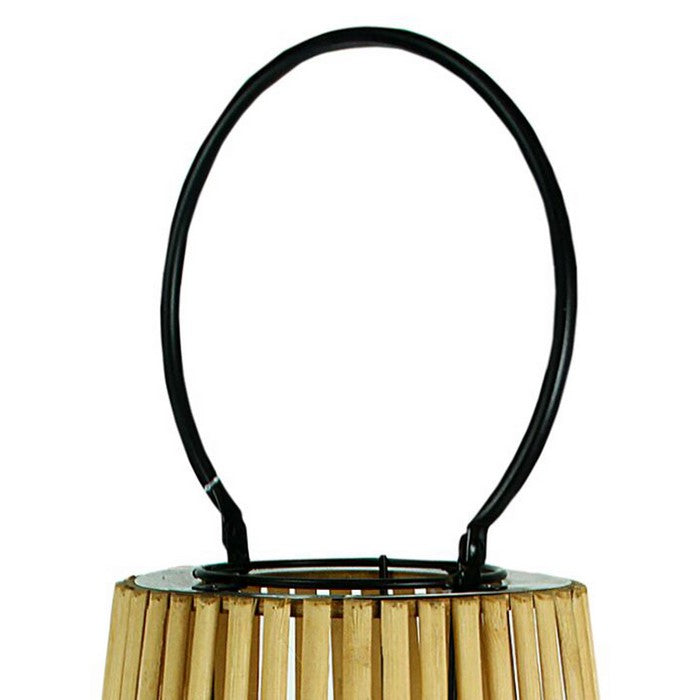 Wooden Cage Style Lantern with Glass Hurricane, Brown and Black, Large