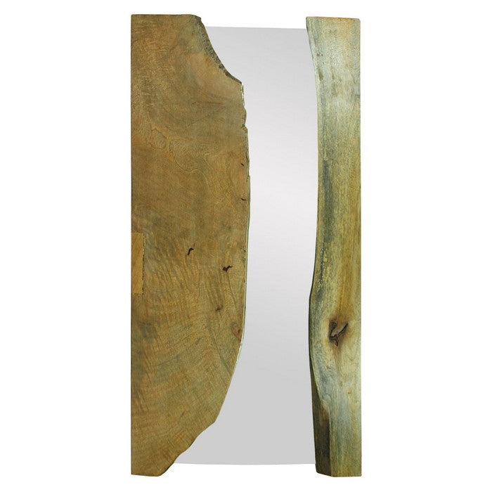 Decorative Wooden Mirror with Live Edge Design, Brown