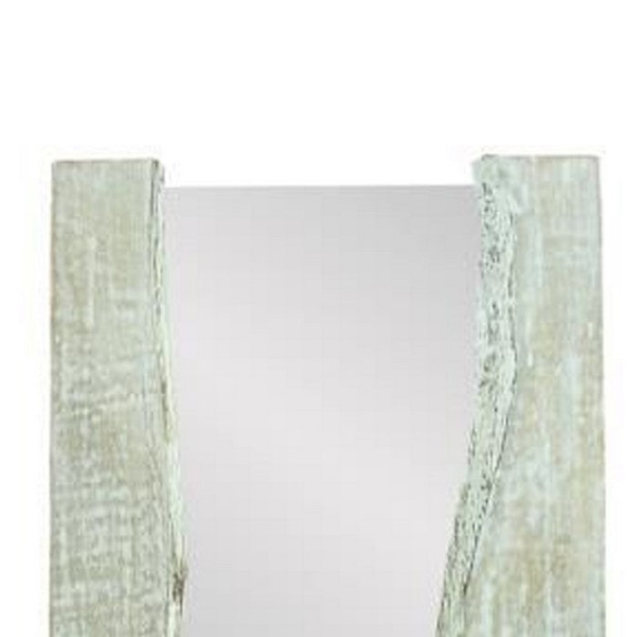 Wooden Mirror with Live Edge Design, Washed White