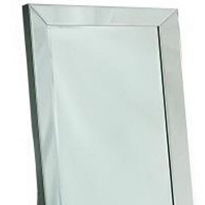 Full Length Mirror with Wooden Frame and Back Leg Support, Clear