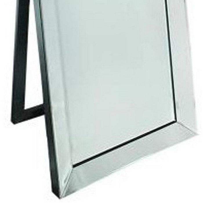 Full Length Mirror with Wooden Frame and Back Leg Support, Clear