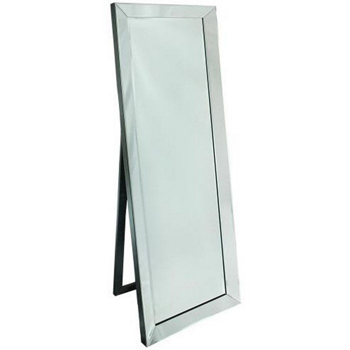 Full Length Mirror with Wooden Frame and Back Leg Support, Clear