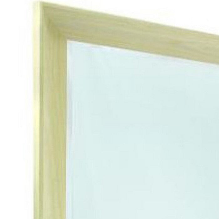 Rectangular Wall Mirror with Wooden Frame, Brown