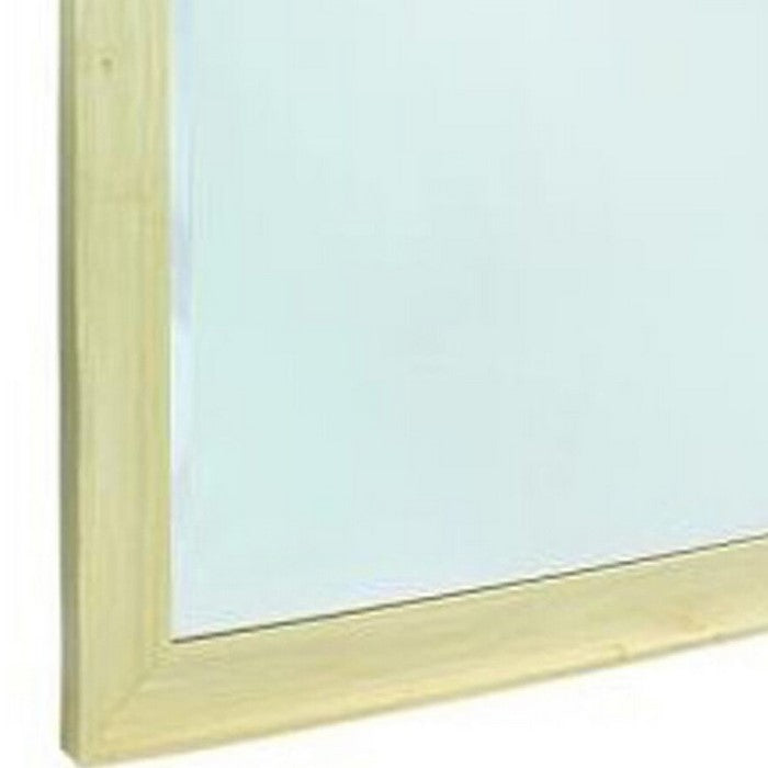 Rectangular Wall Mirror with Wooden Frame, Brown