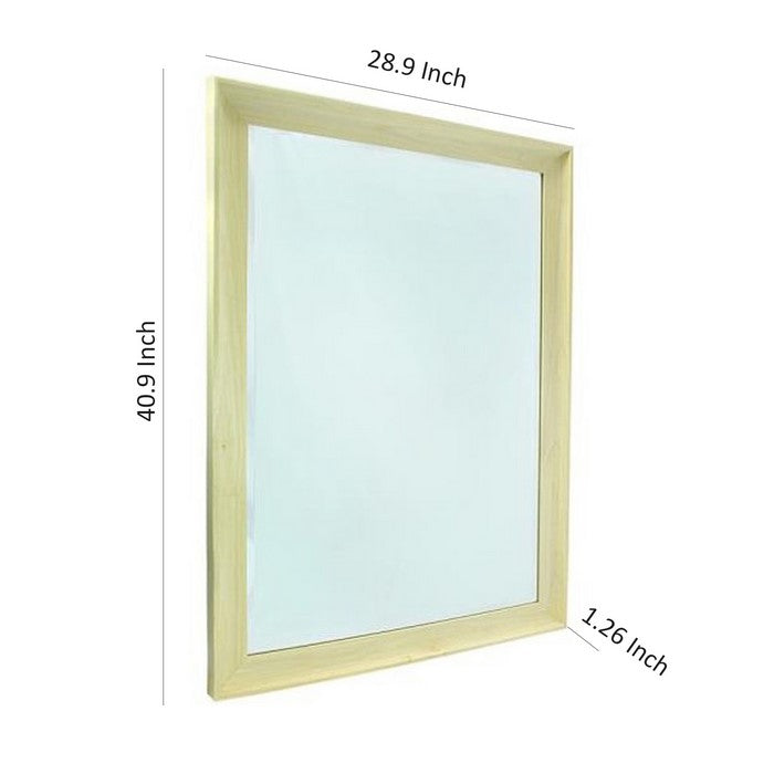 Rectangular Wall Mirror with Wooden Frame, Brown