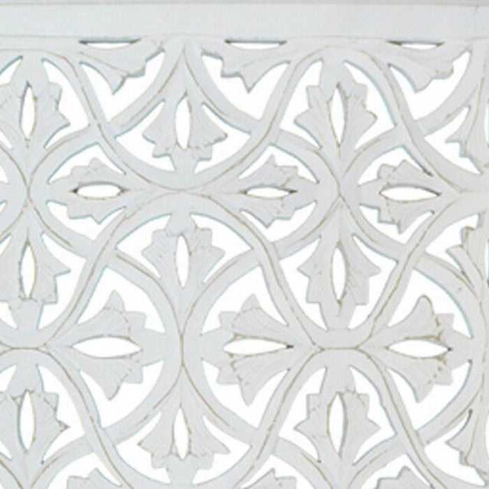 Wooden Decorative Wall Panels with Intricate Design, White and Gray, Set of 2