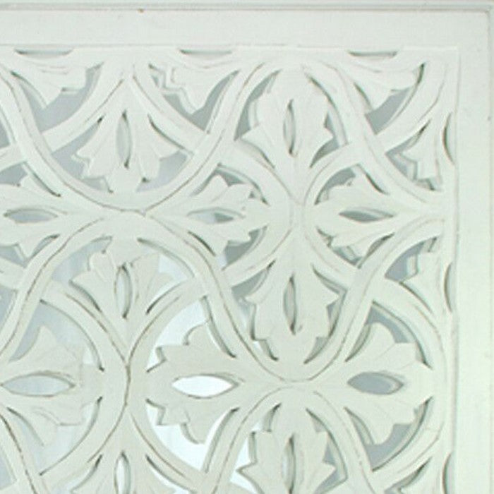 Decorative Mirror Wall Panel with Intricate Design,White and Gray,Set of 2