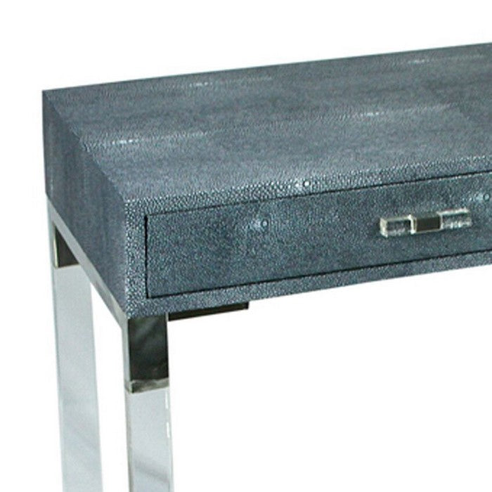 2 Drawer Wooden Console Table with Acrylic Legs, Gray and Chrome
