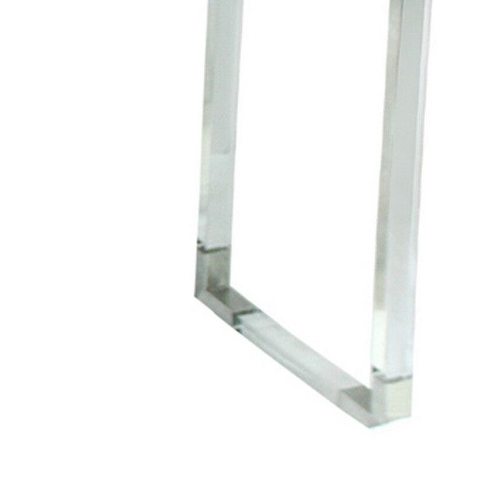 2 Drawer Wooden Console Table with Acrylic Legs, Gray and Chrome